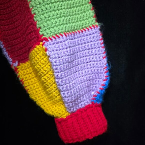 Amazing Hand Knit Colorblock Women's Cardigan Sweater - Picture 5 of 9